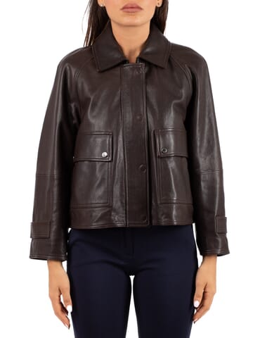Damen Lederjacke Weekend | berbice2525446021 marrone scuro | Calabromoda