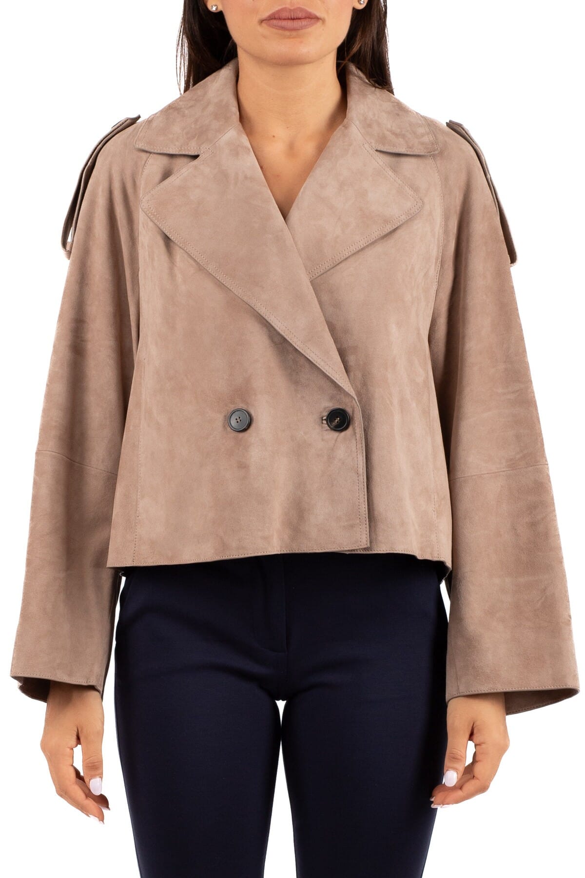 Women's Leather Jacket Weekend | maga2525446061 tortora | Calabromoda