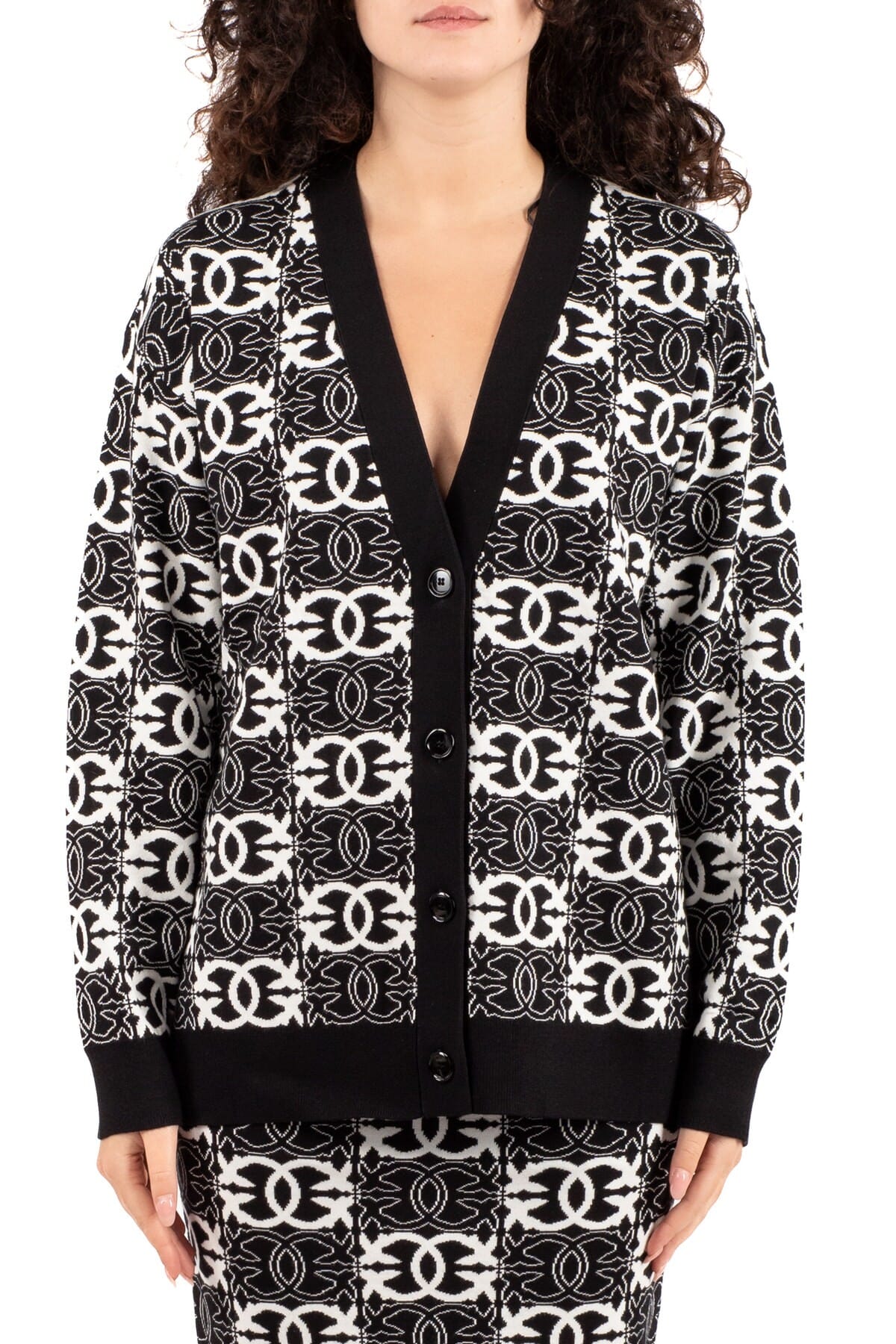 Cardigan Woman Pinko | half breed nero bianco | Calabromoda