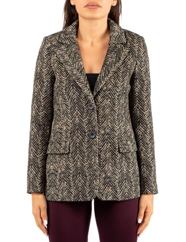 Blazer Damen Luckylu | gi36vs spinato bianco nero | Calabromoda