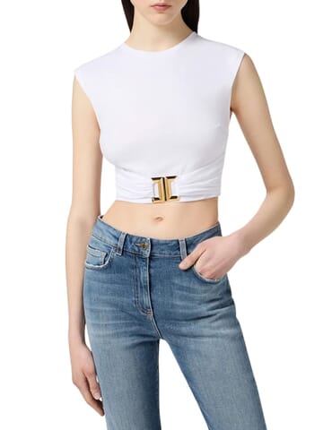 T-Shirt Damen Elisabetta Franchi | ma01656e2 gesso | Calabromoda