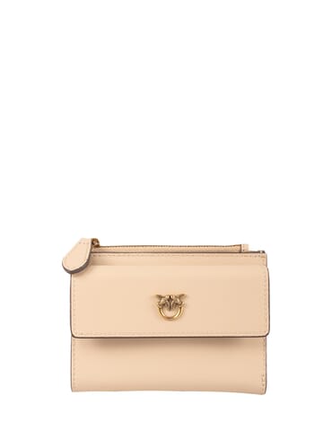 Kleines Zubehör Pinko | compactwallet beige grigiofumo oro | Calabromoda