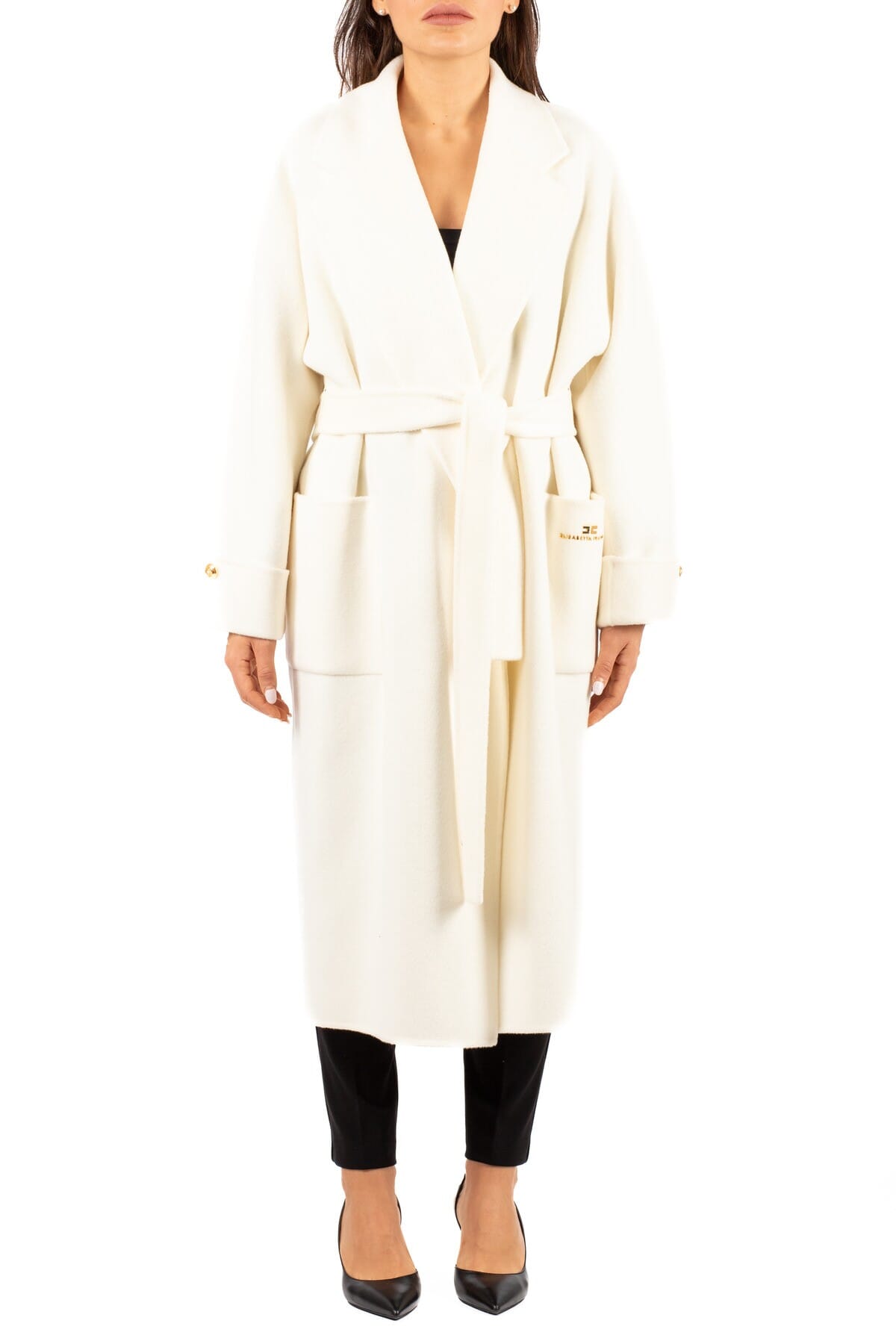 Damenmantel Elisabetta Franchi | cp68d56e2 milk | Calabromoda