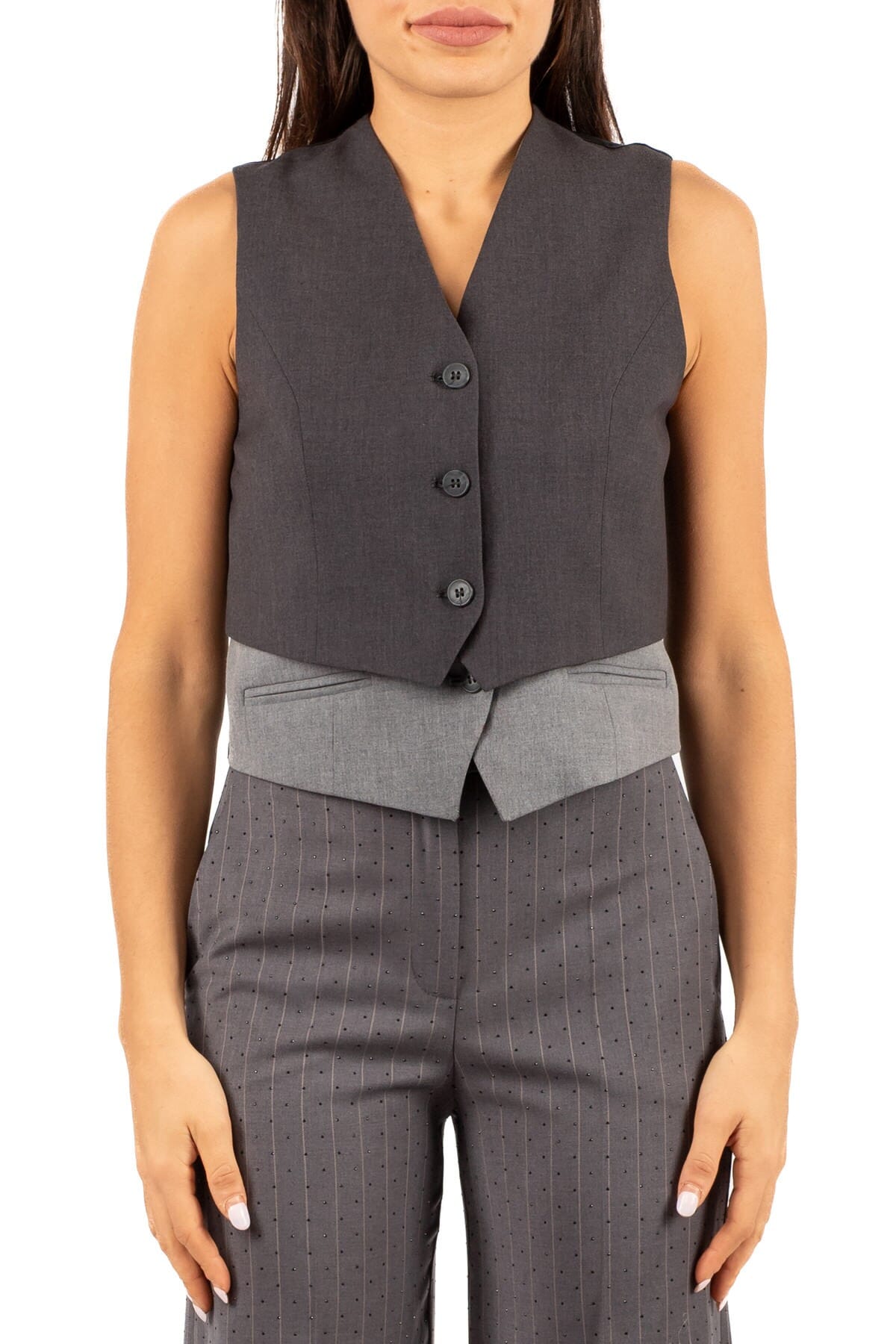 Gilet Femme Hanita | h.j1217.4418 grigio scuro chiaro | Calabromoda