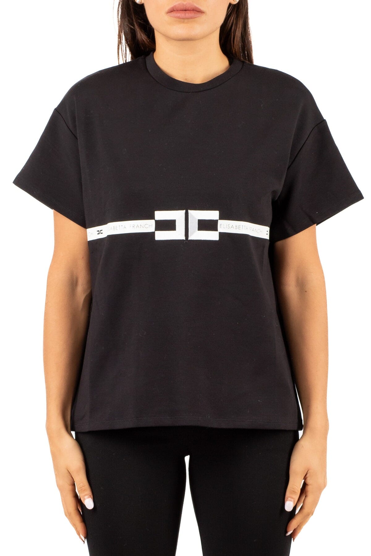 T-Shirt Damen Elisabetta Franchi | ma02256e2 nero | Calabromoda