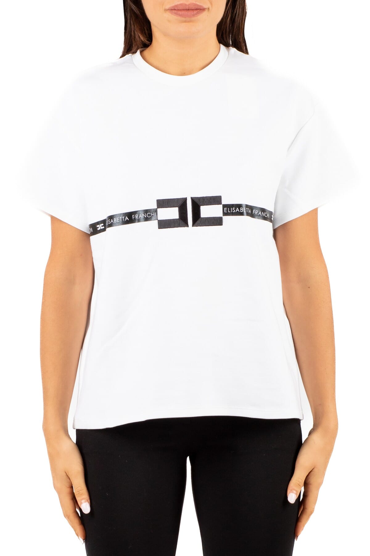 T-Shirt Donna Elisabetta Franchi | ma02256e2 gesso | Calabromoda