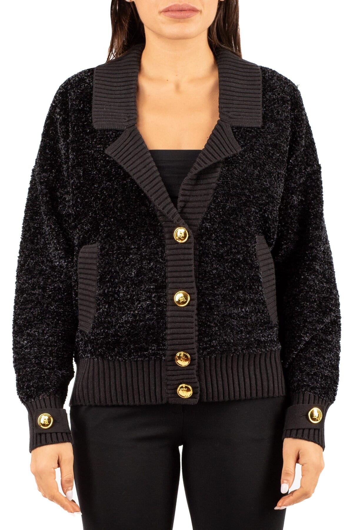 Cardigan Damen Elisabetta Franchi | mk44s57e2 nero | Calabromoda