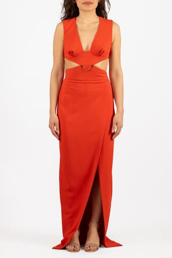 elisabetta franchi orange dress Elisabetta Franchi chain-belt Mini Dress | Orange